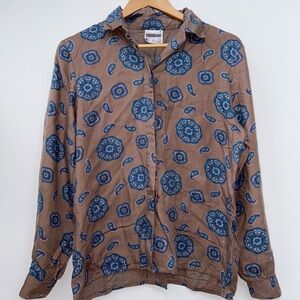 Vintage country suburbans western paisley blouse equestrian stock show Brown 14